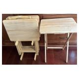 DR - Wood Folding TV Tray Set of 4 with Stand