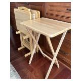 DR - Wood Folding TV Tray Set of 4 with Stand