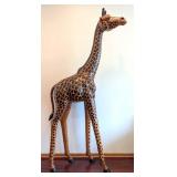 LR - Large Vintage 8 Foot Giraffe  Statue / Life Sized, Handcrafted Vintage Giraffe Statue