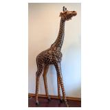 LR - Large Vintage 8 Foot Giraffe  Statue / Life Sized, Handcrafted Vintage Giraffe Statue