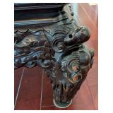 LR - Vintage Qing Dynasty Style Carved Wood Kang Coffee Table