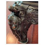 LR - Vintage Qing Dynasty Style Carved Wood Kang Coffee Table
