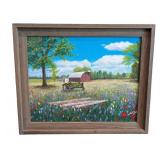MB - W. McFarlin Framed Barn Landscape Painting