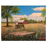 MB - W. McFarlin Framed Barn Landscape Painting