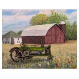 MB - W. McFarlin Framed Barn Landscape Painting