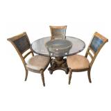 K - Round Glass Top Dining Table and 3 Chairs