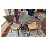K - Round Glass Top Dining Table and 3 Chairs
