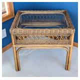 SR - Glass Topped Wicker Side Table