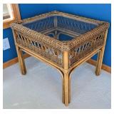 SR - Glass Topped Wicker Side Table