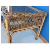 SR - Glass Topped Wicker Side Table