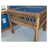 SR - Glass Topped Wicker Side Table