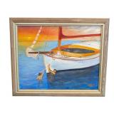 BR - Signed W. McFarlin 2019 Framed Sailing Painting