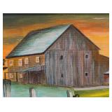 O - W. McFarlin Framed Barn Landscape Painting