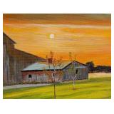O - W. McFarlin Framed Barn Landscape Painting