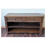 MB - Wood Console Table With Drawers & Lower Shelf