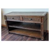MB - Wood Console Table With Drawers & Lower Shelf