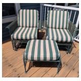 P - Vintage Woodard Josef Hoffmann Style Patio Set With 2 Chairs, Ottoman & Gliders (Lot of 3)