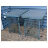 P - Vintage Woodard Wrought Iron Patio Side Tables With Pebbled Glass Tops (Lot of 2)