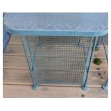 P - Vintage Woodard Wrought Iron Patio Side Tables With Pebbled Glass Tops (Lot of 2)