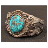 Jerry Fransisco Sterling Navajo Turquoise Cuff Bracelet