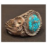 Jerry Fransisco Sterling Navajo Turquoise Cuff Bracelet
