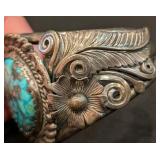 Jerry Fransisco Sterling Navajo Turquoise Cuff Bracelet