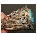 Jerry Fransisco Sterling Navajo Turquoise Cuff Bracelet