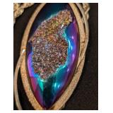 K - Signed Sterling Silver Druzy Stone Pendant Necklace