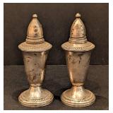K - Pair of Vintage Sterling Silver Weighted Salt and Pepper shakers