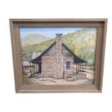 O - W. Mc.Farlin Framed Cabin Landscape Painting