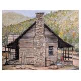 O - W. Mc.Farlin Framed Cabin Landscape Painting