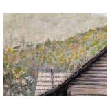 O - W. Mc.Farlin Framed Cabin Landscape Painting