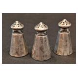 K - Vintage Sterling Silver Salt & Pepper Shakers (Lot of 3)