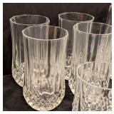 K - Clear Cut Glass Pitcher and Tumbler Set (Lot of 11)