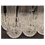 K - Clear Cut Glass Pitcher and Tumbler Set (Lot of 11)