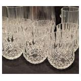 K - Clear Cut Glass Pitcher and Tumbler Set (Lot of 11)