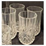K - Clear Cut Glass Pitcher and Tumbler Set (Lot of 11)