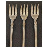 K - Set of 12 1881 Rogers A1 Vintage Silver Plated "La Vigne" Pattern Oyster/Cocktail Forks