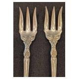 K - Set of 12 1881 Rogers A1 Vintage Silver Plated "La Vigne" Pattern Oyster/Cocktail Forks
