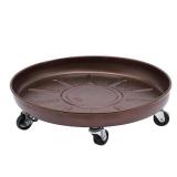 (2) 16 in. W Bronze Iron Round Flower Pot Tray Plant Tray for Indoor Outdoor Flower Pot with Universal Wheels