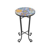 CHRISTOPHER KNIGHT HOME Elevate Outdoor Patio Round Side Table, Ceramic Tile, Iron, Black + Colorful