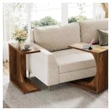 BYBLIGHT Kerlin 23.62 in. Rustic Brown C-Shaped Wood End Table (Set of 2), Sofa Side Table Couch Table for Small Space