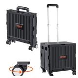 VEVOR Foldable Utility Cart 110 lbs. Load Capacity Folding Portable Rolling Crate Hand Cart for Travel, Shopping, Moving