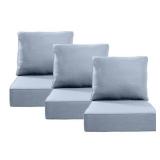 Pocassy 24 in. x 24 in. x 6 in. 6-Piece CushionGuard Outdoor Thicken Sofa Deep Seat Replacement Cushion Set in Baby Blue