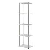 Convenience Concepts Designs2Go 63.25 in. White Faux Marble/Chrome Particle Board 5-Shelf Tower Bookcase