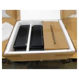 Nathan James Andrew 19 in. W Black Rattan End or Side Table with Storage Doors and Gold Accents for Bedroom or Living Room