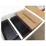Nathan James Andrew 19 in. W Black Rattan End or Side Table with Storage Doors and Gold Accents for Bedroom or Living Room