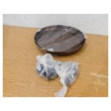 (2) 16 in. W Bronze Iron Round Flower Pot Tray Plant Tray for Indoor Outdoor Flower Pot with Universal Wheels