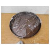 (2) 16 in. W Bronze Iron Round Flower Pot Tray Plant Tray for Indoor Outdoor Flower Pot with Universal Wheels