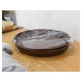 (2) 16 in. W Bronze Iron Round Flower Pot Tray Plant Tray for Indoor Outdoor Flower Pot with Universal Wheels